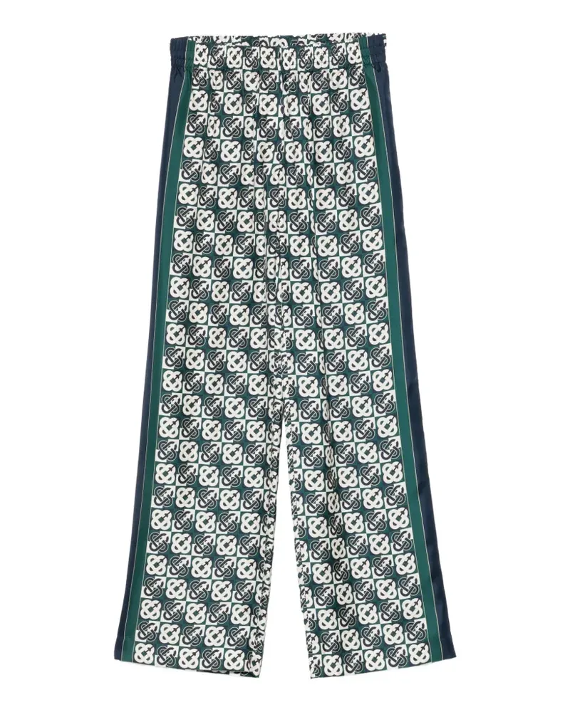 Casablanca Paris Weite Hose mit Monogramm-Print - Grün Grün