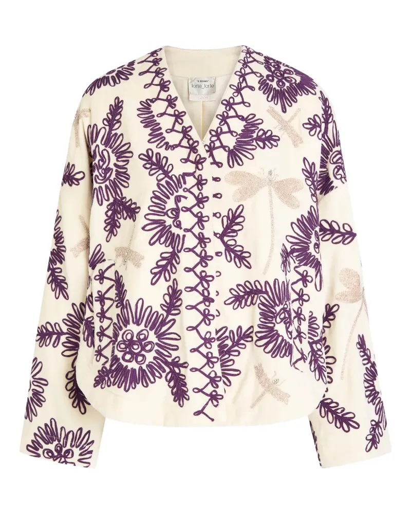 forte_forte Jacke mit Blumenstickerei - Nude Nude