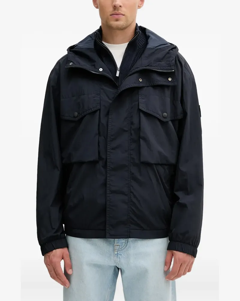 HUGO BOSS Kapuzenjacke mit Logo-Patch - Blau Blau