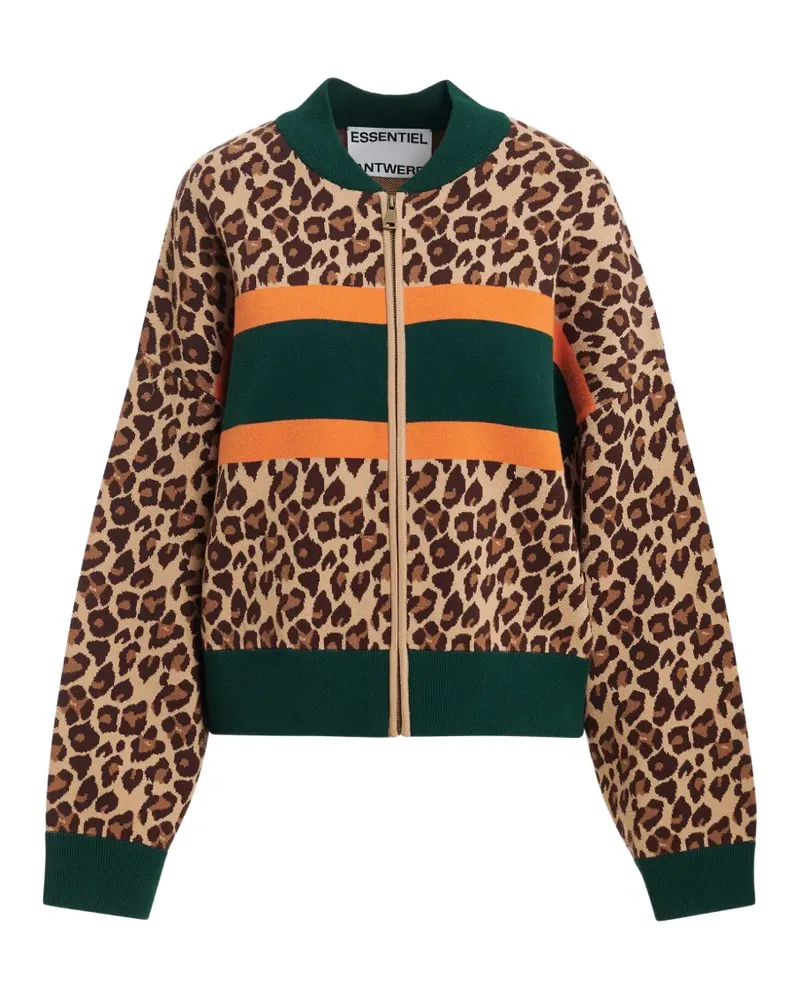 Essentiel Kutie Cardigan mit Leopardenprint - Braun Braun