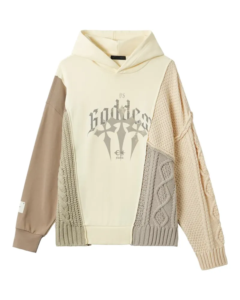FIVE CM Patchwork-Hoodie mit Zopfmuster - Nude Nude