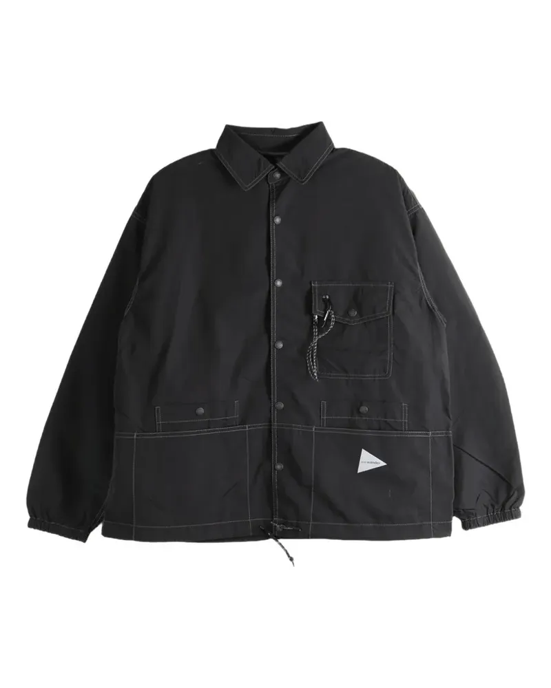 and wander contrast-stitch pocket-detail jacket - Schwarz Schwarz