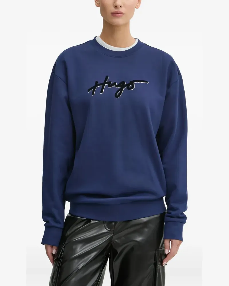 HUGO BOSS logo-print crew-neck sweatshirt - Blau Blau