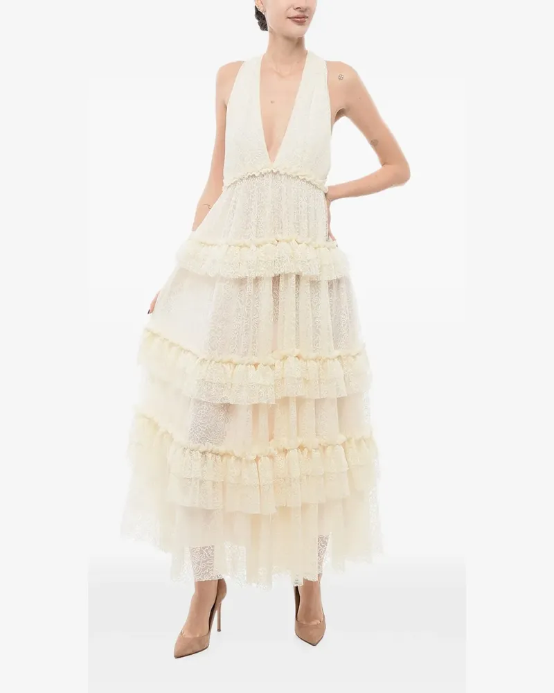 Philosophy Di Lorenzo Serafini Gerüschtes Era Spitzen-Maxikleid - Nude Nude