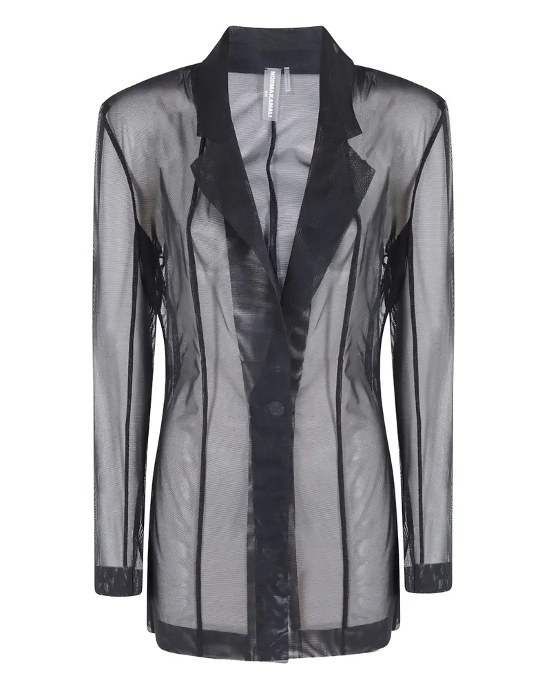 Norma Kamali Langer Blazer mit Sheer-Effekt - Schwarz Schwarz