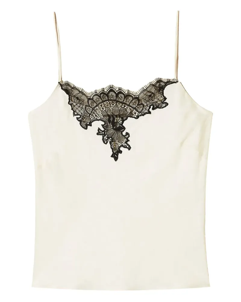Twin-Set Camisole-Top mit Spitzenbesatz - Weiß Weiß