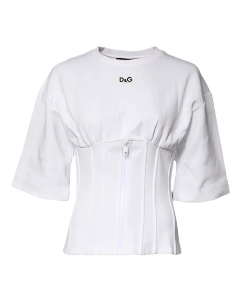 Dolce & Gabbana white cotton-blend corset-style blouse top - Weiß Weiß