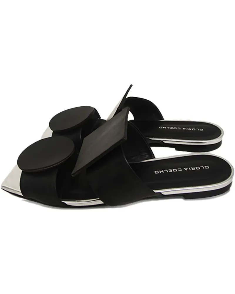 Gloria Coelho Flache Sandalen mit eckiger Kappe - 1002 PRETO 1002