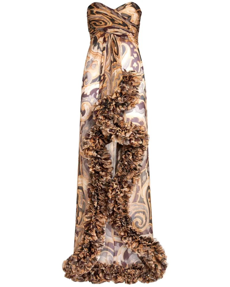 Etro Seiden-Maxikleid mit Print - Nude Nude