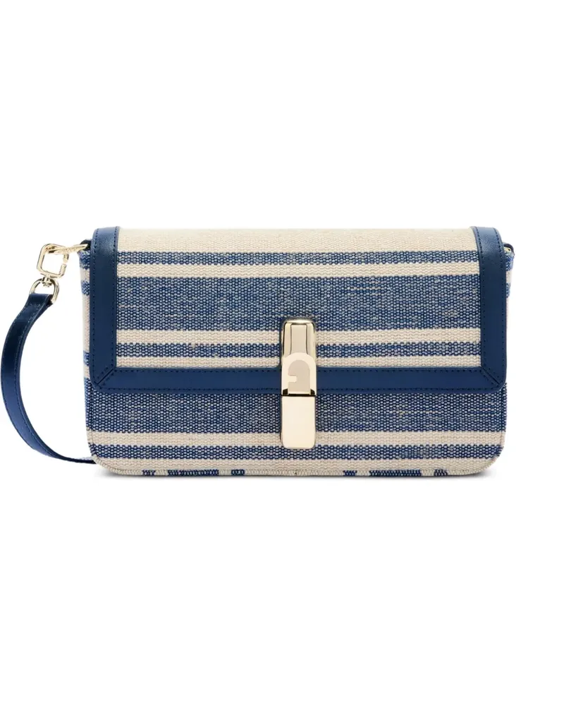 Furla small Iride striped crossbody bag - Blau Blau