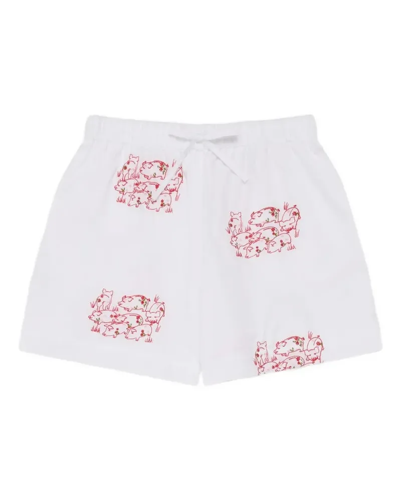 Simone Rocha embroidered drawstring boxer shorts - Weiß Weiß