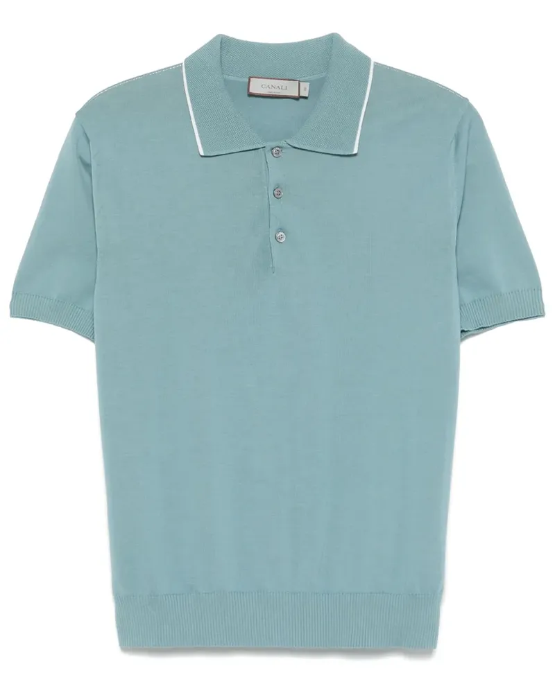 Canali Fein gestricktes Poloshirt - Blau Blau