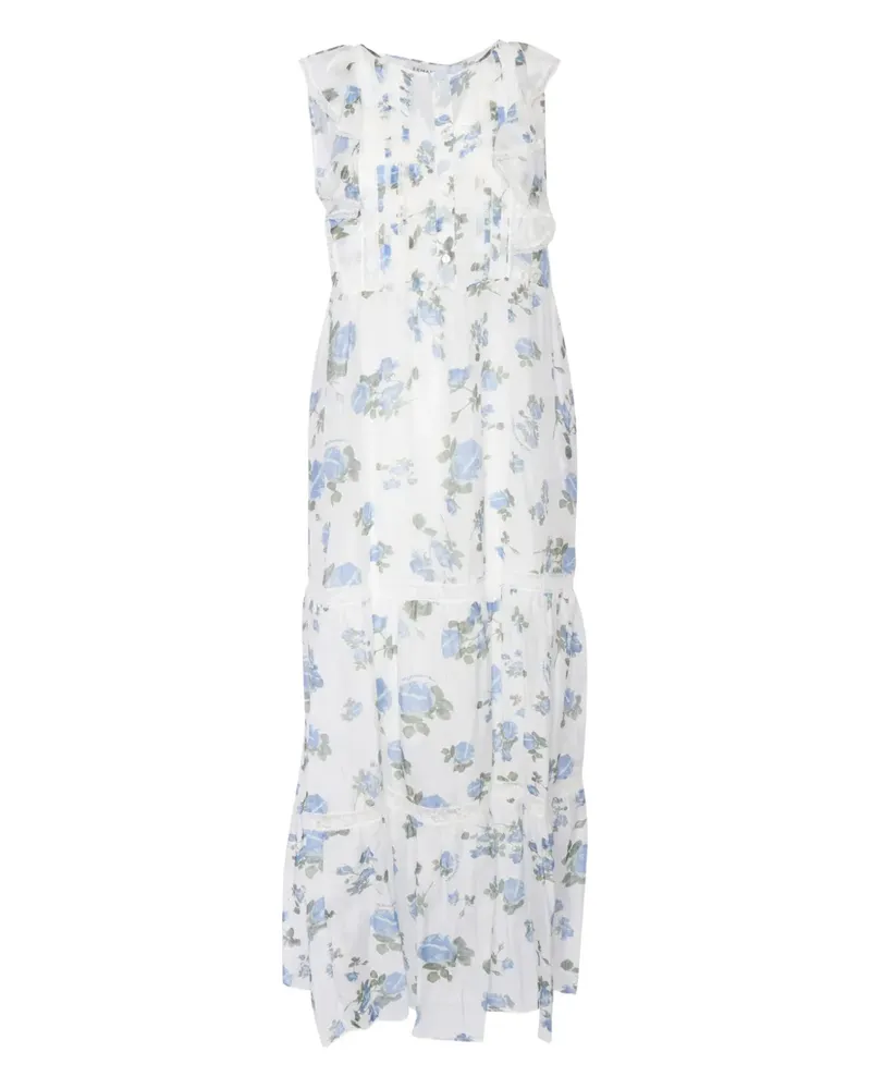 Ermanno Scervino Gerüschtes Kleid mit Blumen-Print - Weiß Weiß