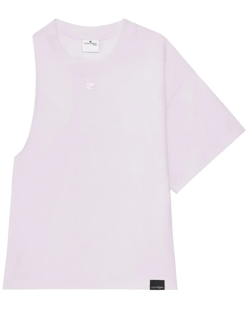 Courrèges Asymmetrisches T-Shirt aus Scuba-Jersey - Rosa Rosa