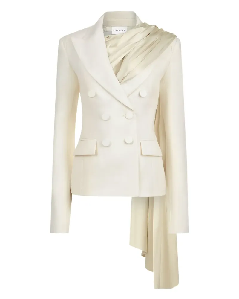 Nina Ricci Doppelreihiger Blazer mit drapiertem Schal - Nude Nude
