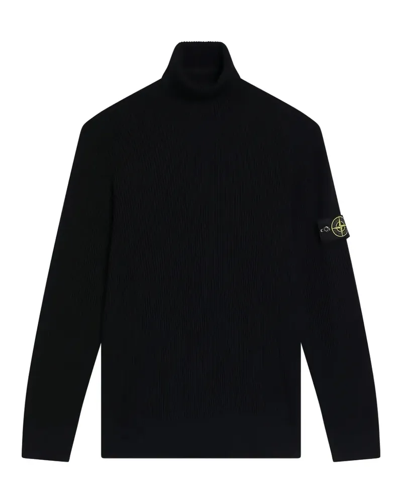 Stone Island 5100052 gerippter rws Wollpullover - Schwarz Schwarz