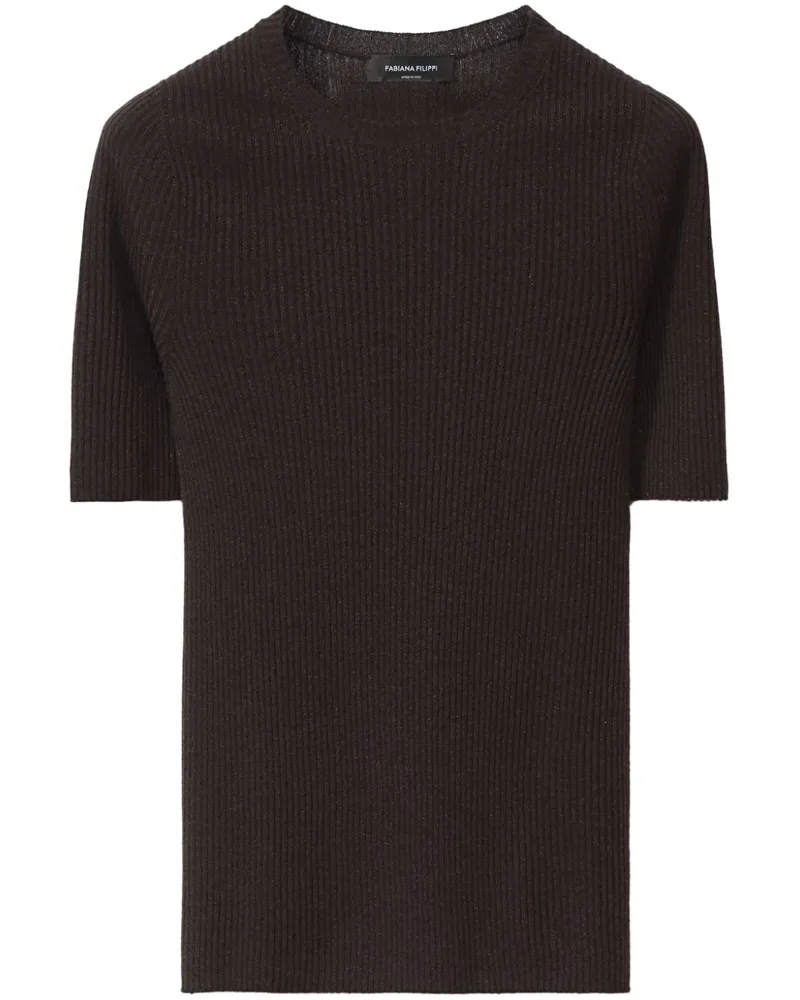 Fabiana Filippi T-Shirt aus geripptem Strick - Braun Braun