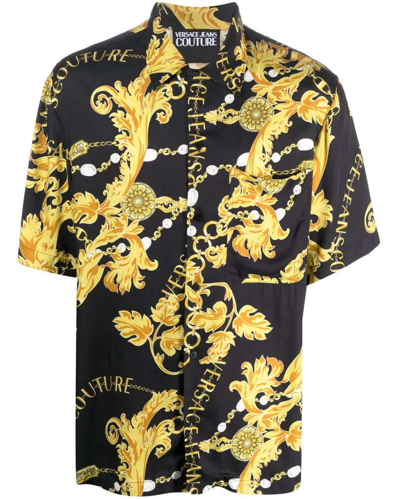 Versace Jeans Hemd mit Barocco-Print - Schwarz Schwarz