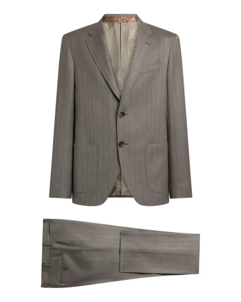 Etro single-breasted wool suit with Chevron stripes - Grau Grau
