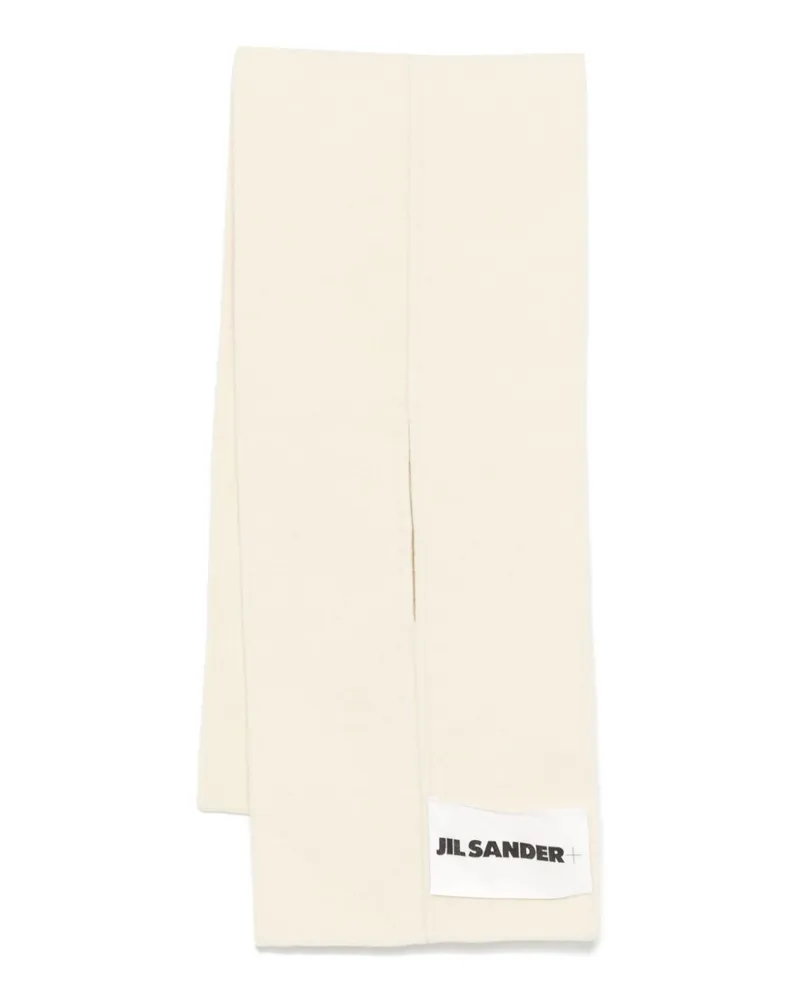 Jil Sander Schal mit Logo-Patch - Weiß Weiß