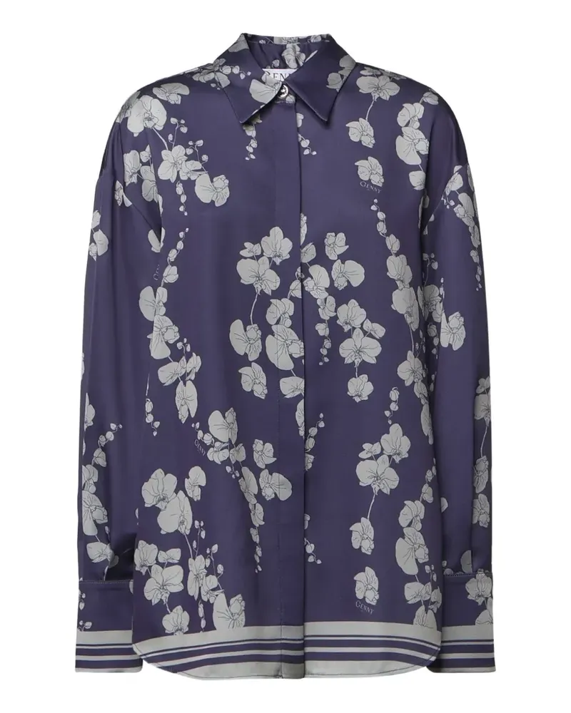 Genny floral-print silk-satin shirt - Violett Violett