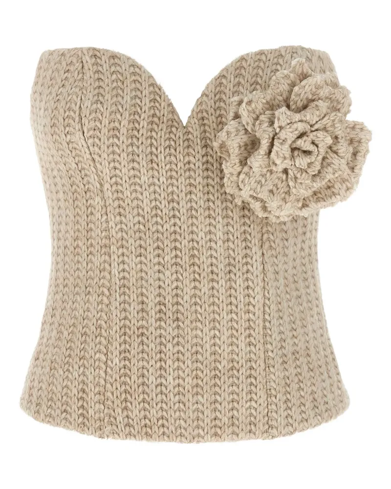 Giuseppe di Morabito Top mit Blumenapplikation - Nude Nude