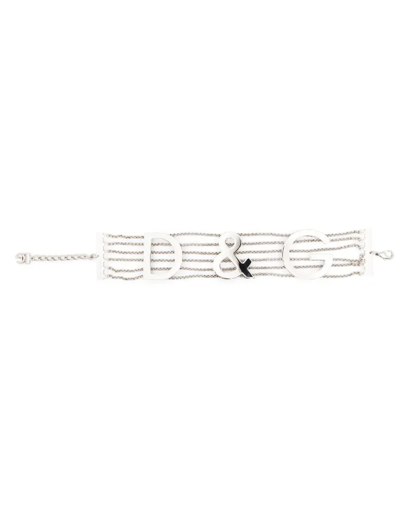 Dolce & Gabbana Halskette mit Logo-Schild - Silber Silber