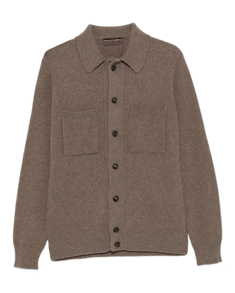 Filippo de Laurentiis Gerippter Cardigan mit aufgesetzten Taschen - Braun Braun