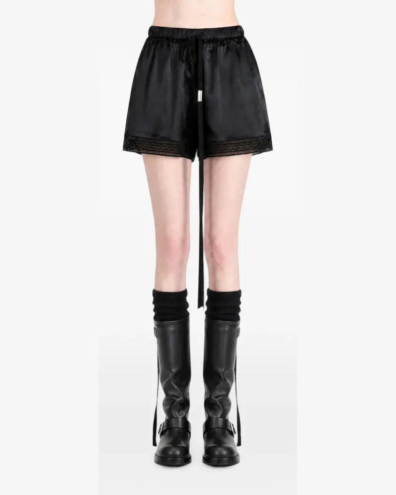 Ann Demeulemeester Anda lace-trim silk shorts - Schwarz Schwarz