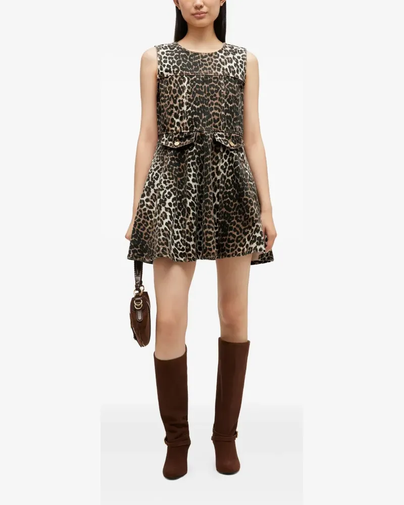 Ganni Pocket Minikleid mit Leoparden-Print - Braun Braun
