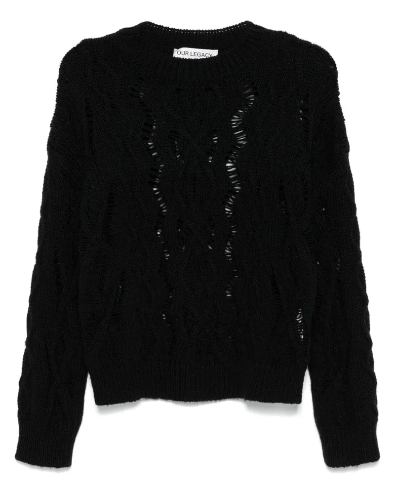 Our Legacy Pullover mit Zopfmuster - Schwarz Schwarz
