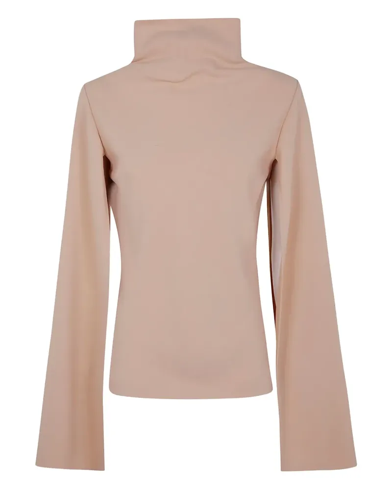 Alberta Ferretti high-neck cape-sleeve top - Nude Nude