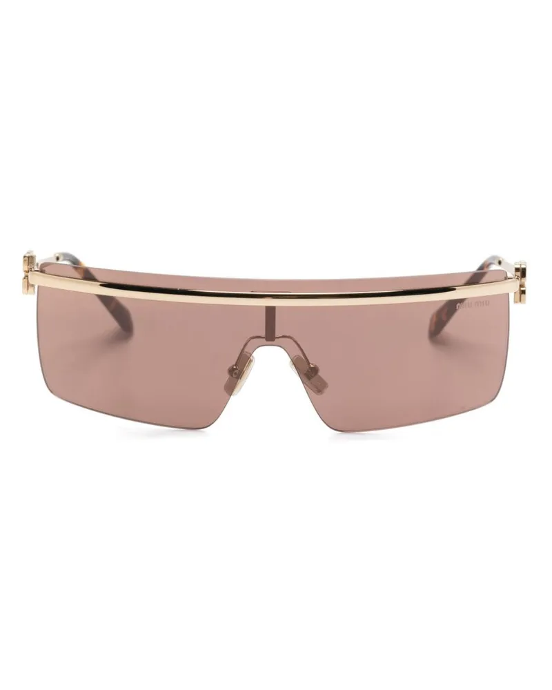 Miu Miu Sonnenbrille mit Shield-Gestell - Gold Gold