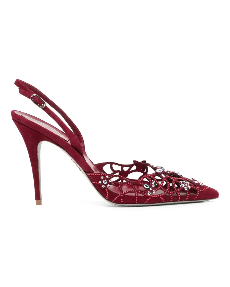 René Caovilla Pumps mit Kristallen 100mm - Rot Rot