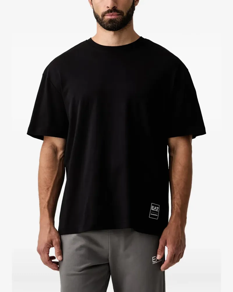 EA7 T-Shirt mit Logo-Patch - Schwarz Schwarz