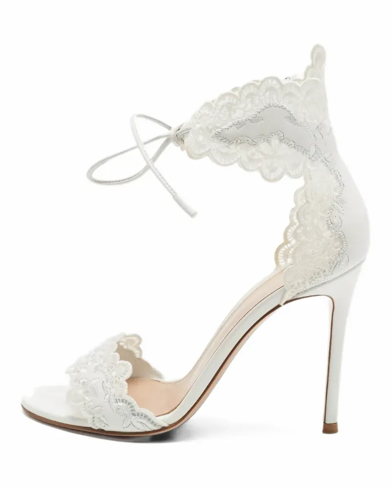 Gianvito Rossi Evie Sandalen mit Spitzenbesatz - Weiß Weiß