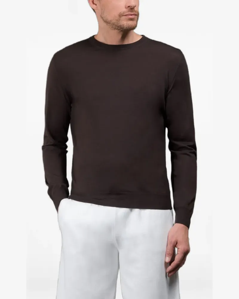 MOORER Orvieto Pullover mit rundem Ausschnitt - Braun Braun