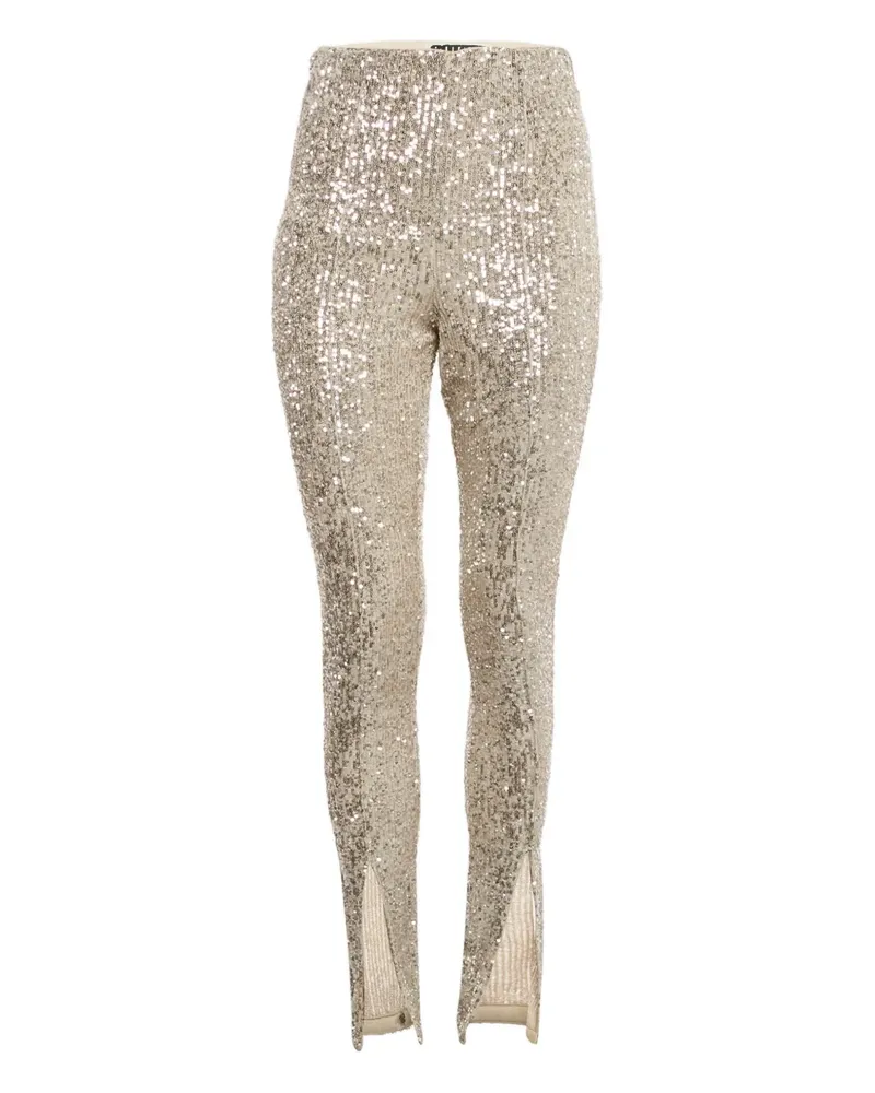 ROTATE Birger Christensen sequin slit trousers - Nude Nude