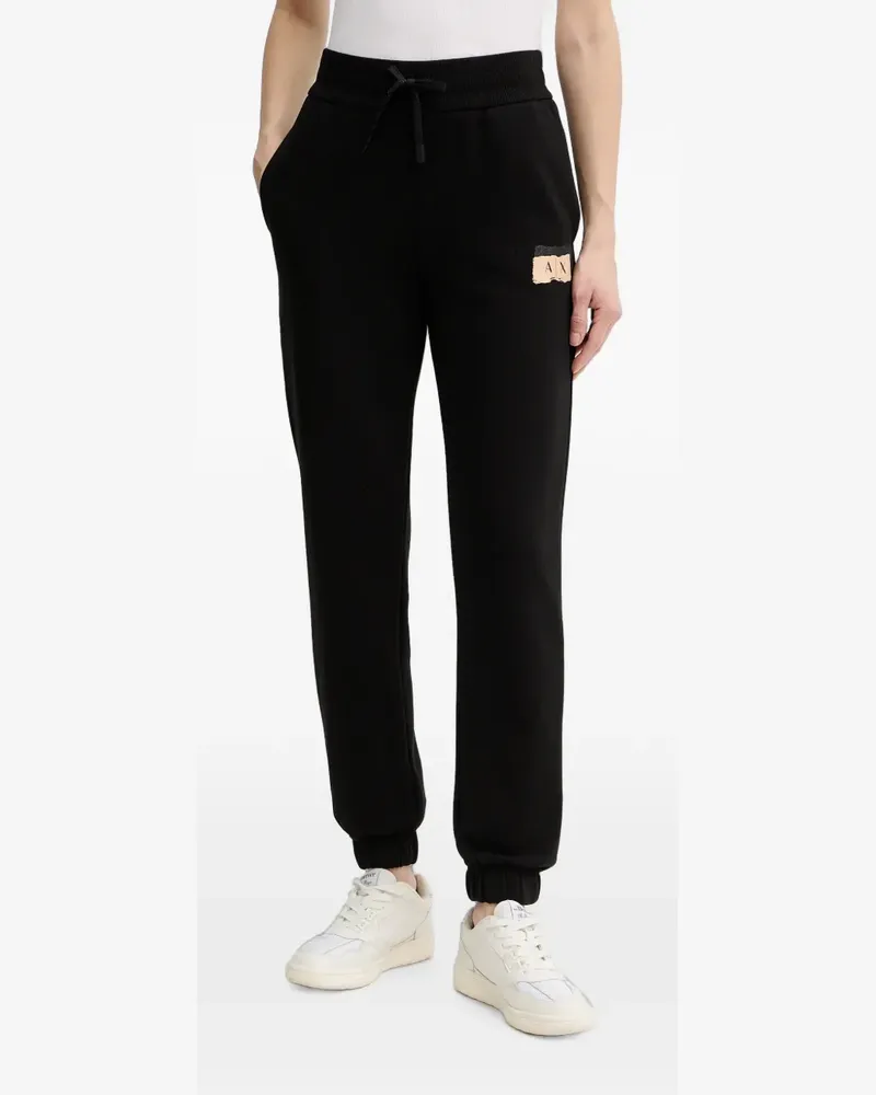 Armani Exchange logo-patch drawstring track pants - Schwarz Schwarz