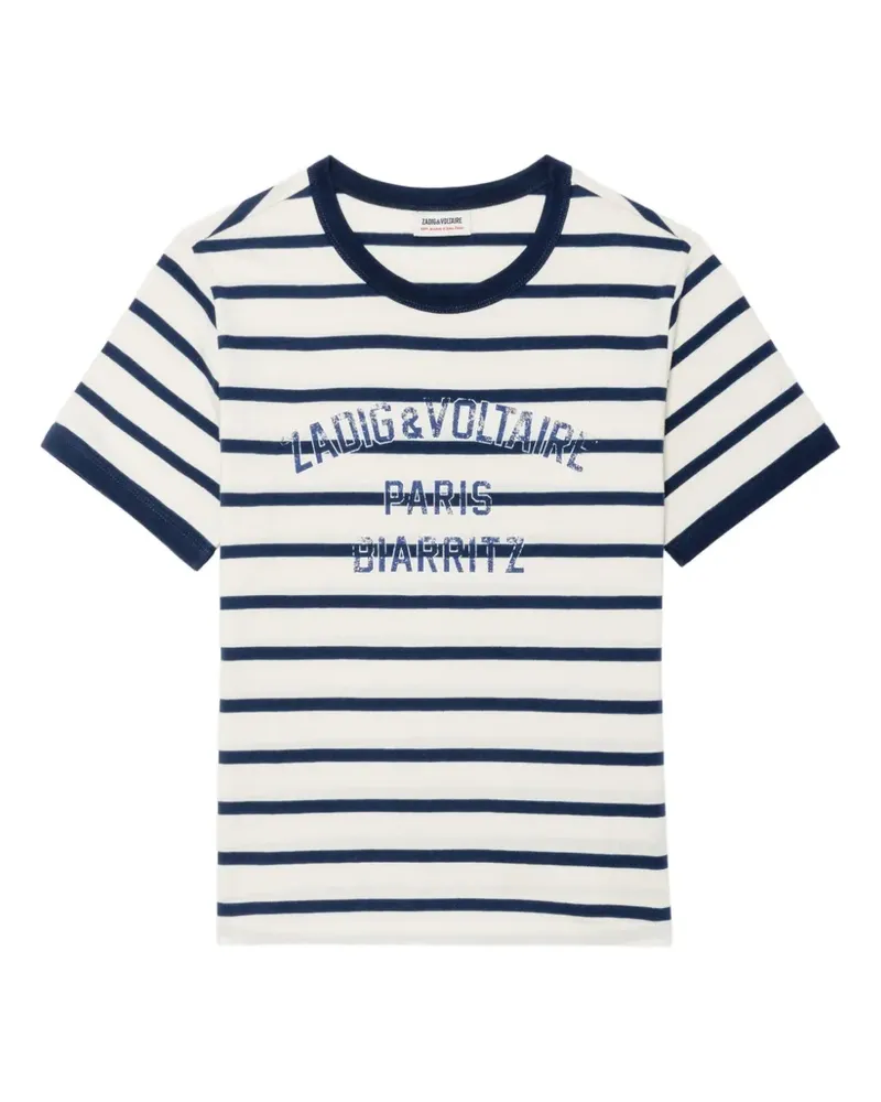 Zadig & Voltaire Woos striped logo-print T-shirt - Weiß Weiß