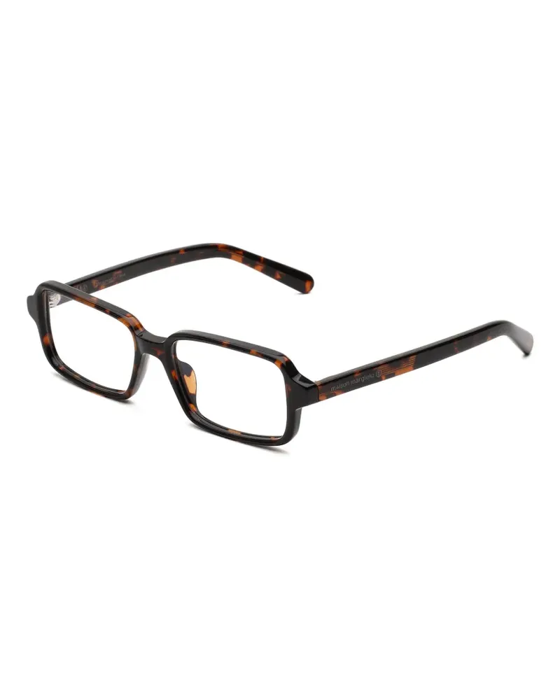 Maison Margiela tortoiseshell-effect rectangle-frame glasses - Braun Braun