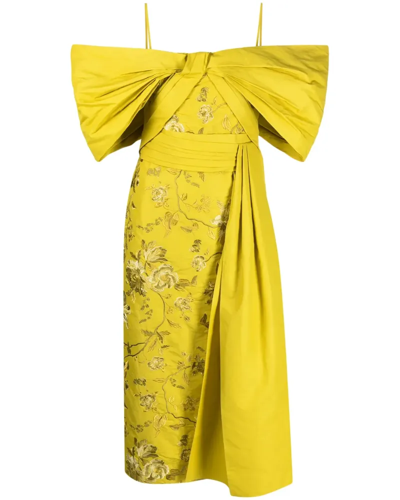 Erdem Schulterfreies Kleid mit Stickerei - Gelb Gelb