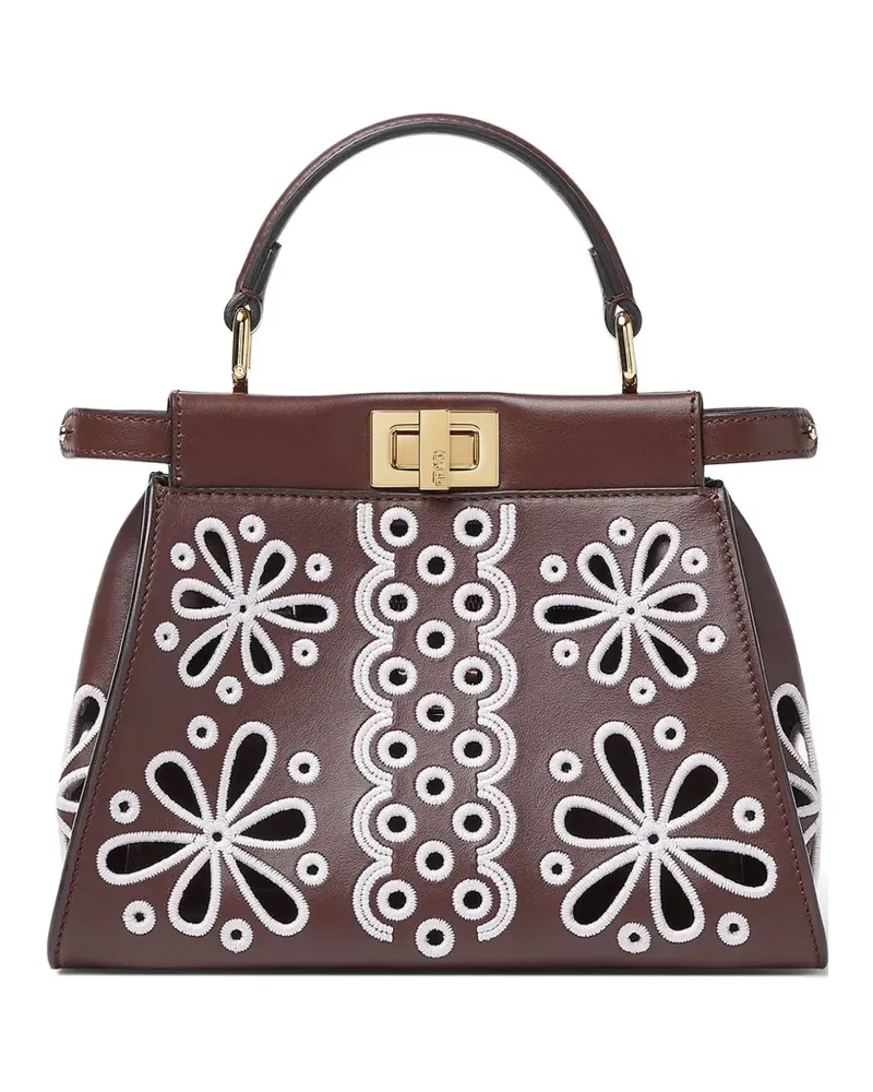 Fendi mini Peekaboo flower design tote bag - Braun Braun