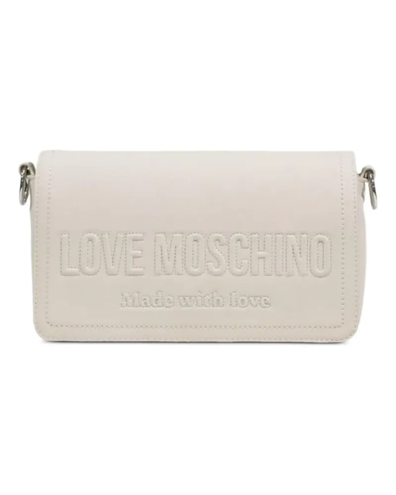 Moschino embossed logo shoulder bag - Nude Nude