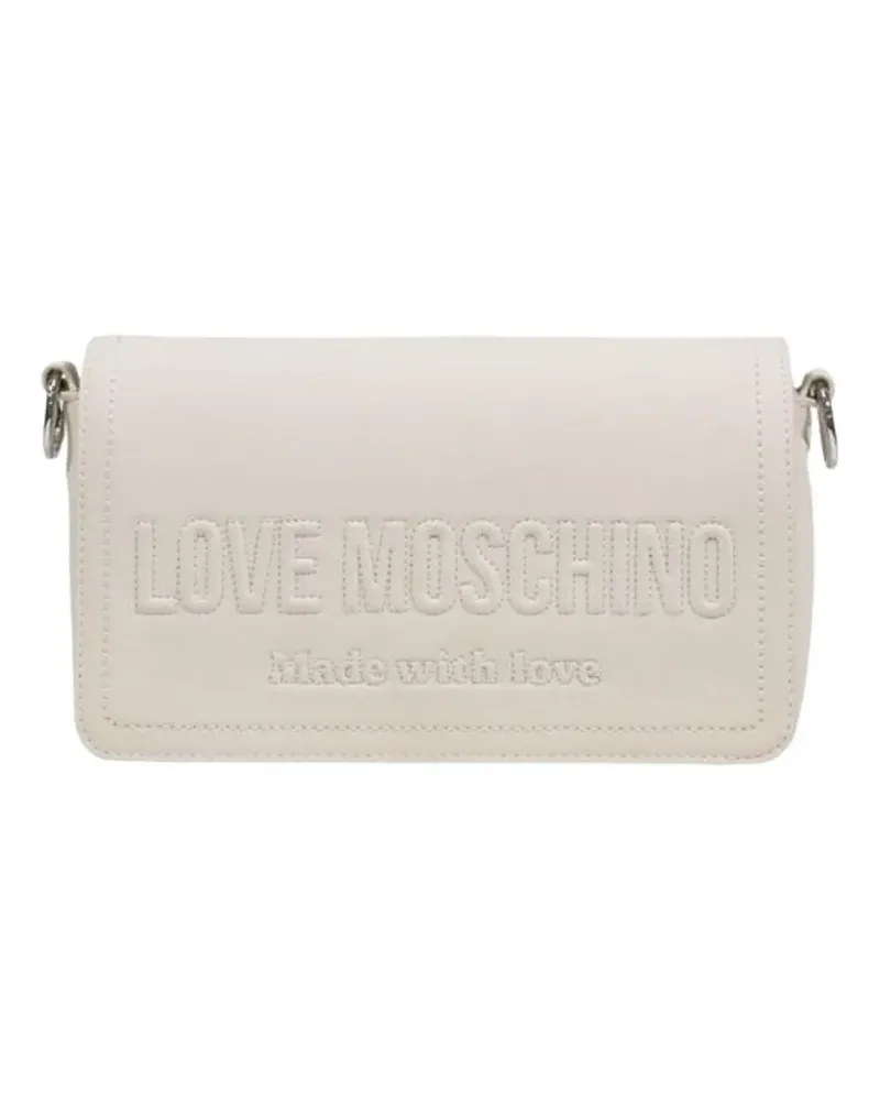 Moschino embossed logo shoulder bag - Nude Nude