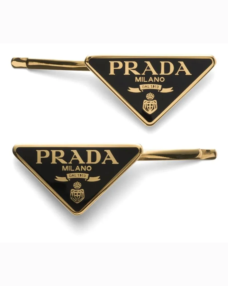 Prada 2er-Set Haarspangen mit Triangel-Logo - Gold Gold