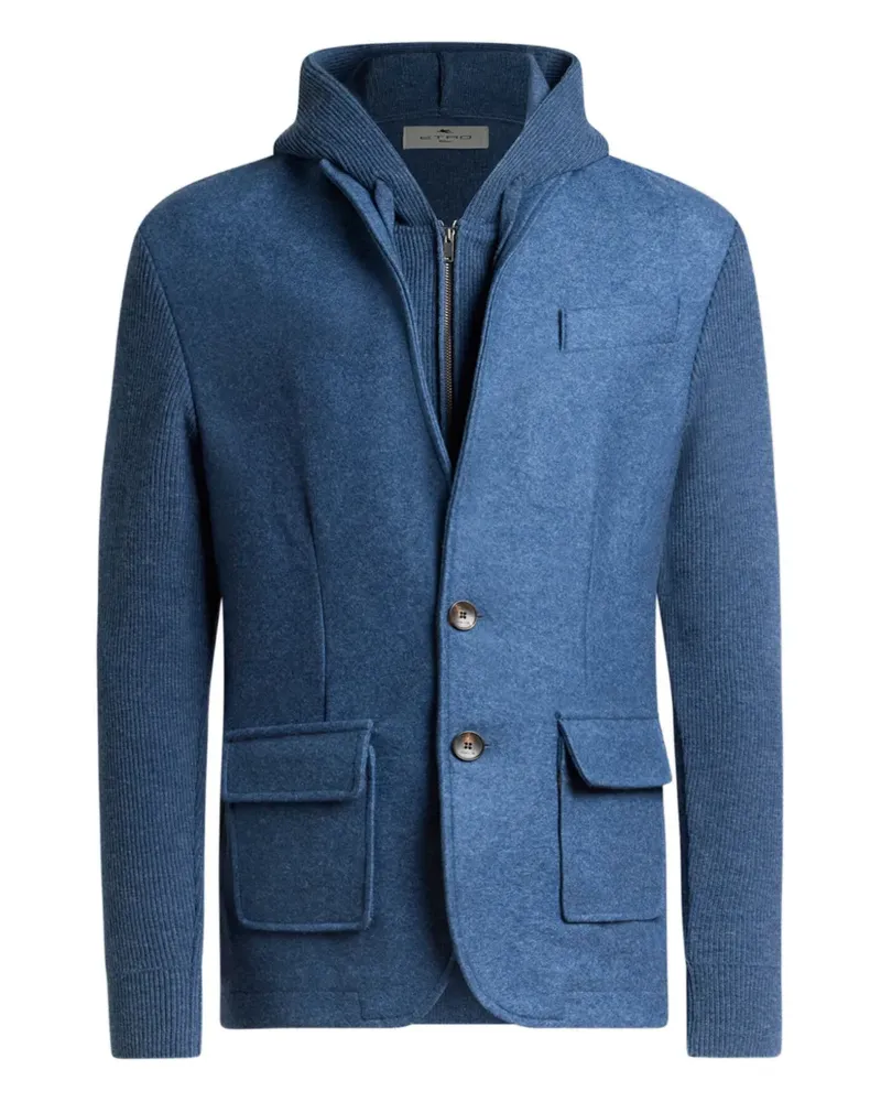 Etro removable-hood wool jacket - Blau Blau