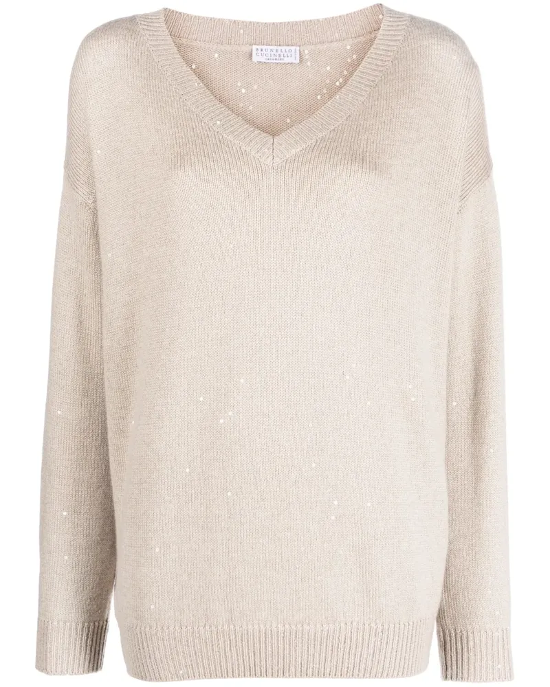 Brunello Cucinelli Pullover mit Pailletten - Nude Nude