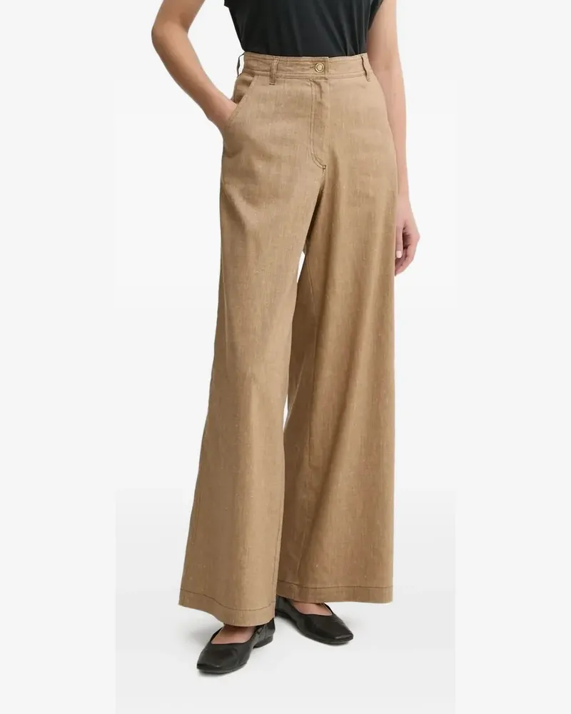 Sessùn Weite Hose mit goldfarbenen Knöpfen - Braun Braun