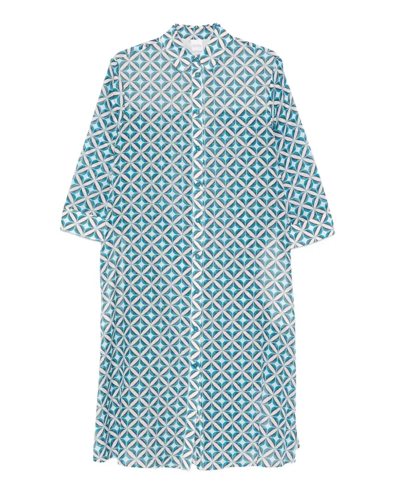 Max Mara Hemdkleid mit geometrischem Print - Weiß Weiß